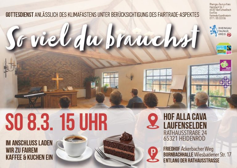 Einladende Veranstaltung mit Kaffee und Kuchen, Sonntag, 8.3. um 15 Uhr in einem Gemeinschaftsraum.